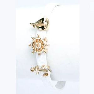 ❤️ White Faux Leather Sailboat Nautical Bracelet